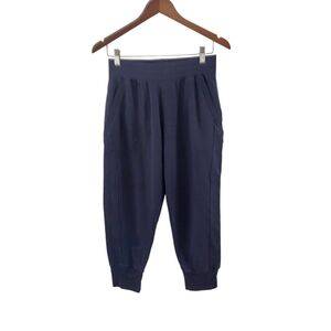 Peach Athletic Navy Blue Pima Cotton Ankle Joggers Pants Pull On Womens Size S
